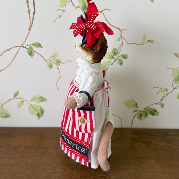 Vintage Artisan Flair Patriotic Stuffed Cat - God Bless America 🇺🇸 - Picture 3 of 11